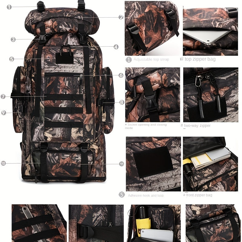 JUMAHE 18.5 gal-26.5 gal Expandable Hiking Backpack with Camouflage Print
