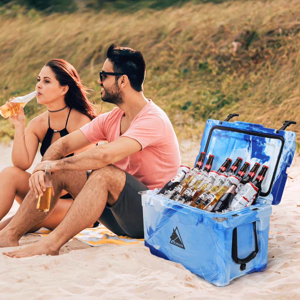 35 Quart Portable Insulated Ice Chest with Cup Holder, Holds Up to 54 Cans