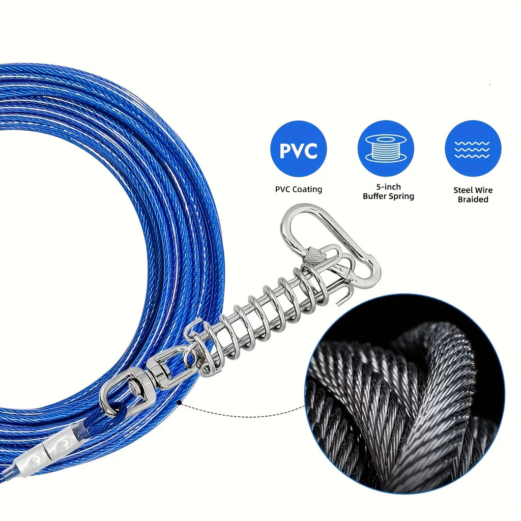 Heavy-Duty Dog Tie Out Cable with Spiral Stake - 10ft to 50ft