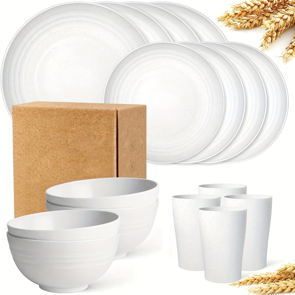 16pcs Unbreakable Wheat Straw Dinnerware Set