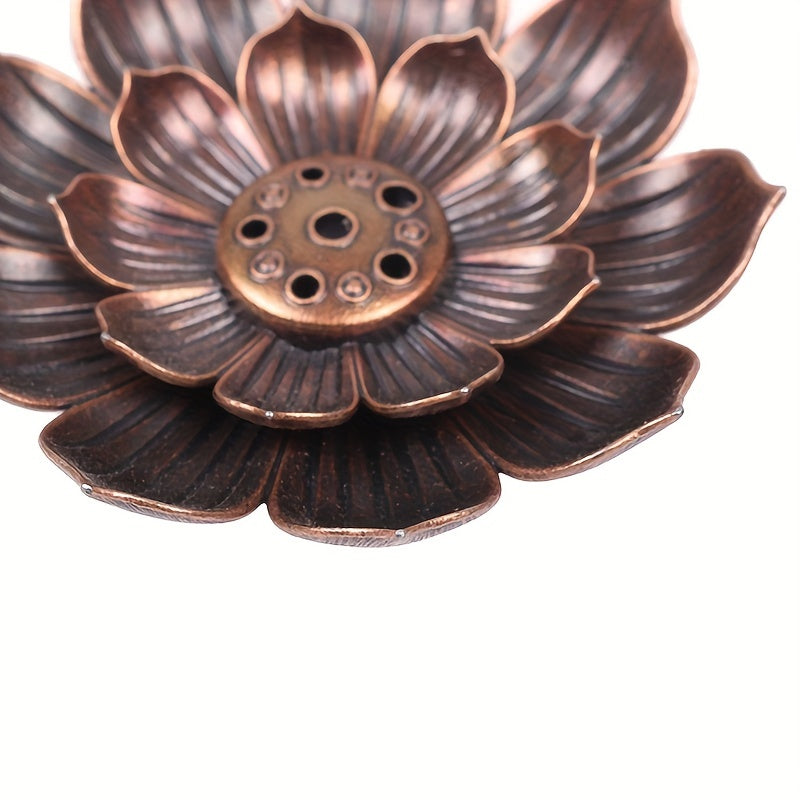 Alloy Incense Holder  Lotus Censer, Copper Golden Hollow Metal