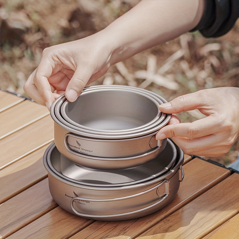 5pcs/set, Titanium Bowl And Pot Set, Foldable
