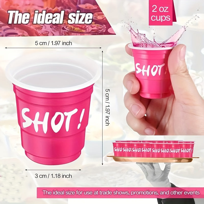 Hot Pink Party Cups, 10/40/60pcs | 2oz, Single Serving