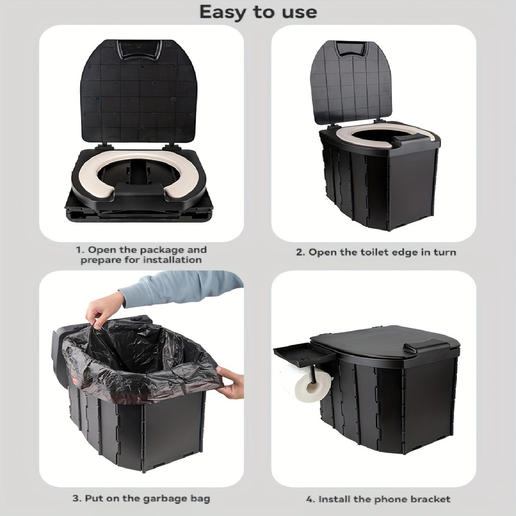Portable Folding Toilet With PU Seat Cushion