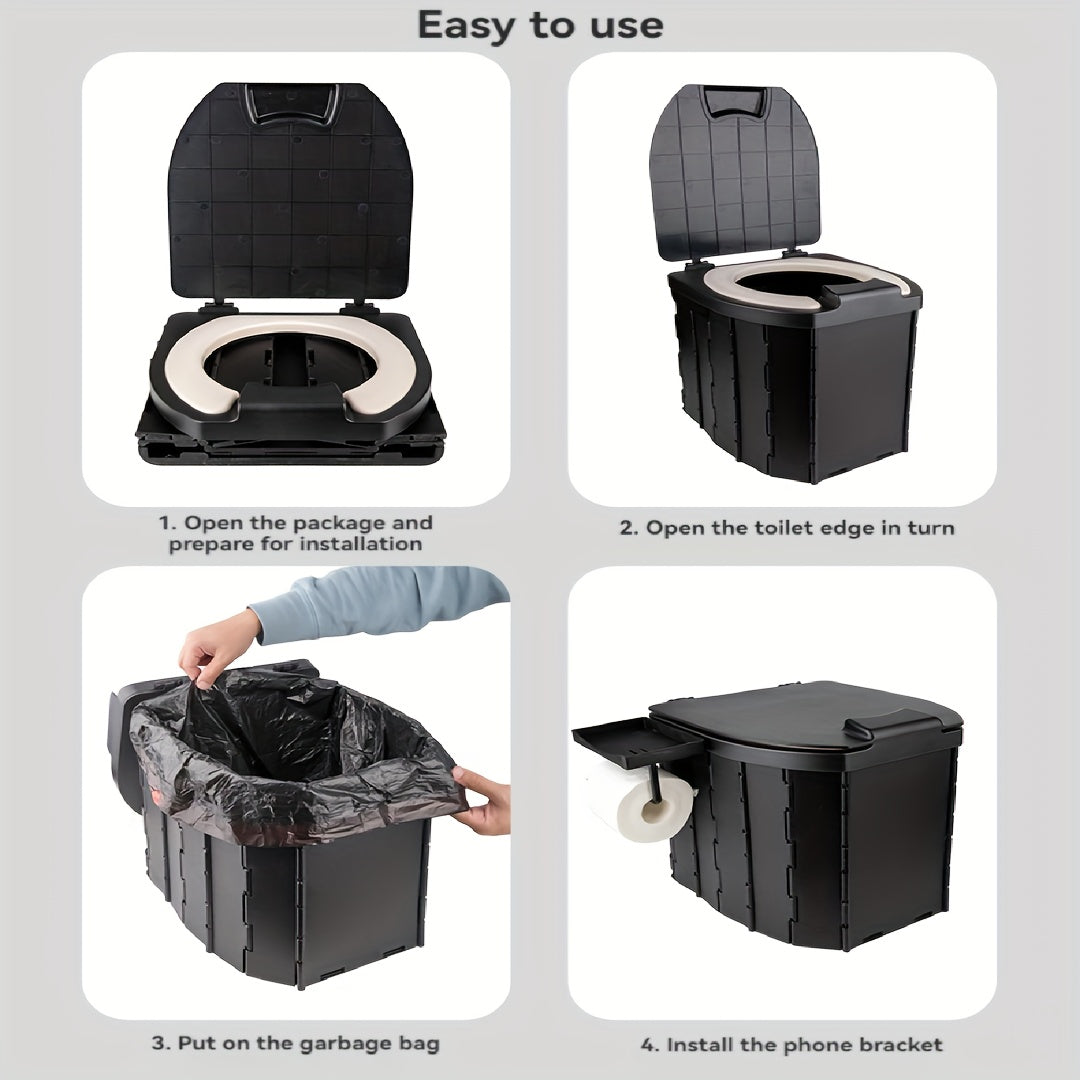 Portable Folding Toilet With PU Seat Cushion