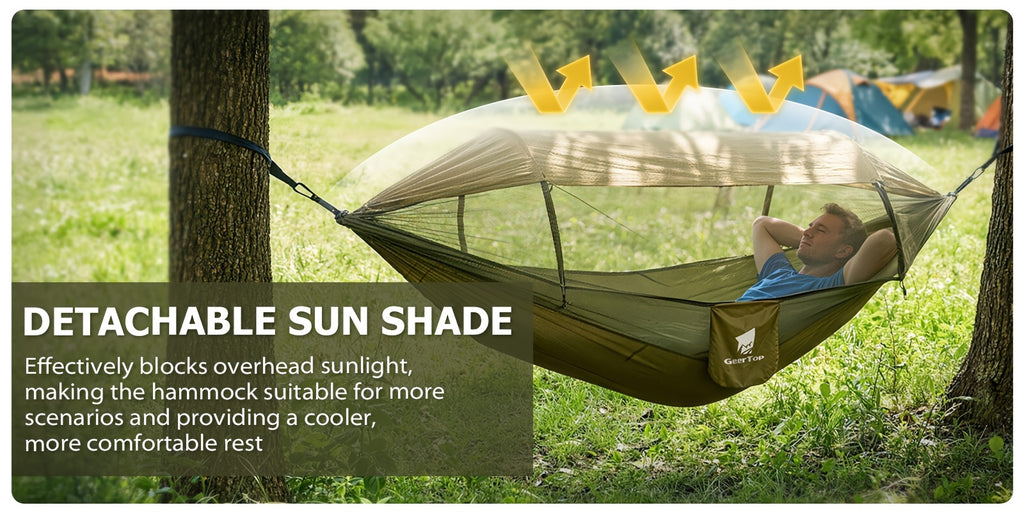 3-in-1 Outdoor Hammock | Double Sleep Rest Camping Hammock with Mosquito Net