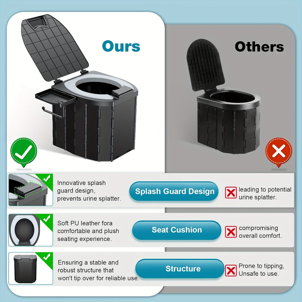 Portable Folding Toilet With PU Seat Cushion
