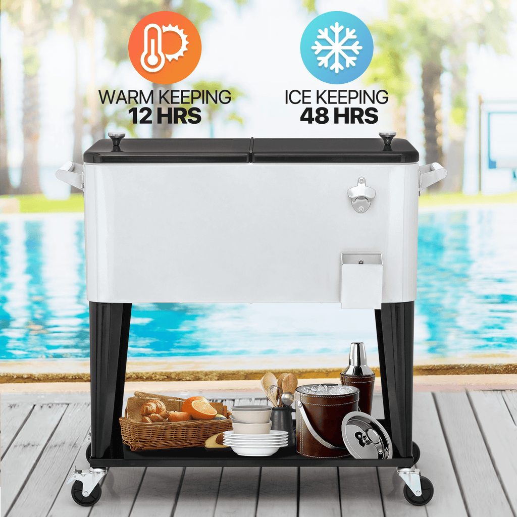 MADOG 80 Quart Rolling Ice Chest Cart