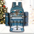 4-Person Picnic Backpack with Cooler Compartment, Detachable Bottle/Wine Holder