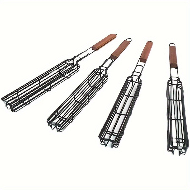 4PC Stainless Steel BBQ Grill Basket, Portable Nonstick