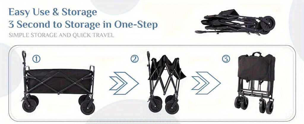 Collapsible Foldable Wagon Cart, Shopping, Camping with Big All-Terrain Wheels