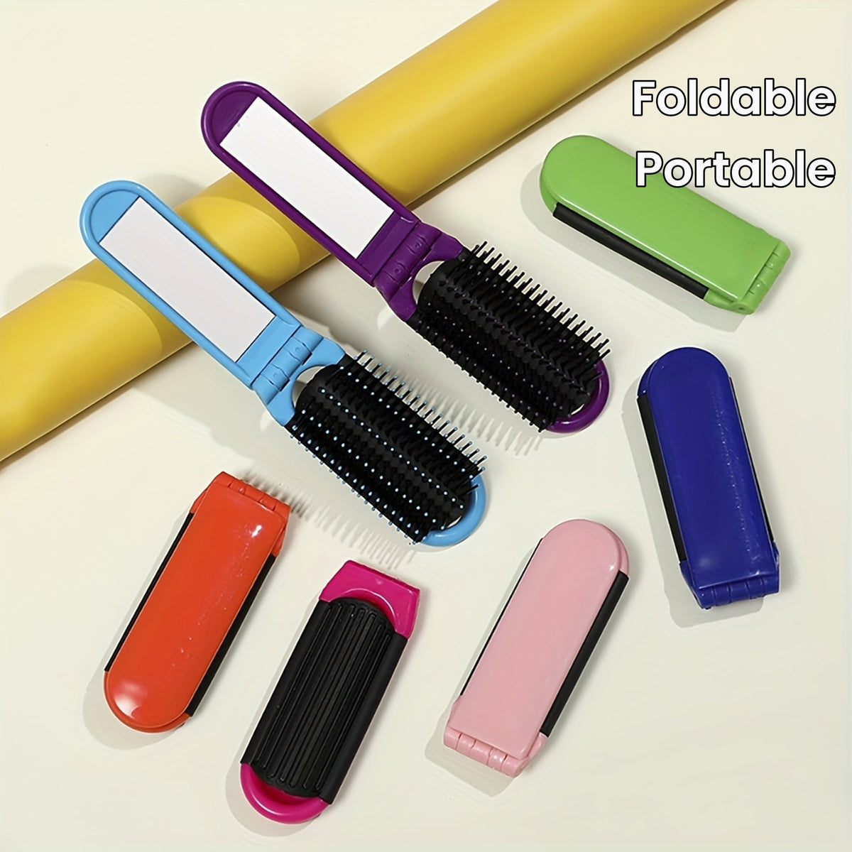 Compact Travel Hair Brush - Ultra-Portable, Foldable, Pocket-Sized