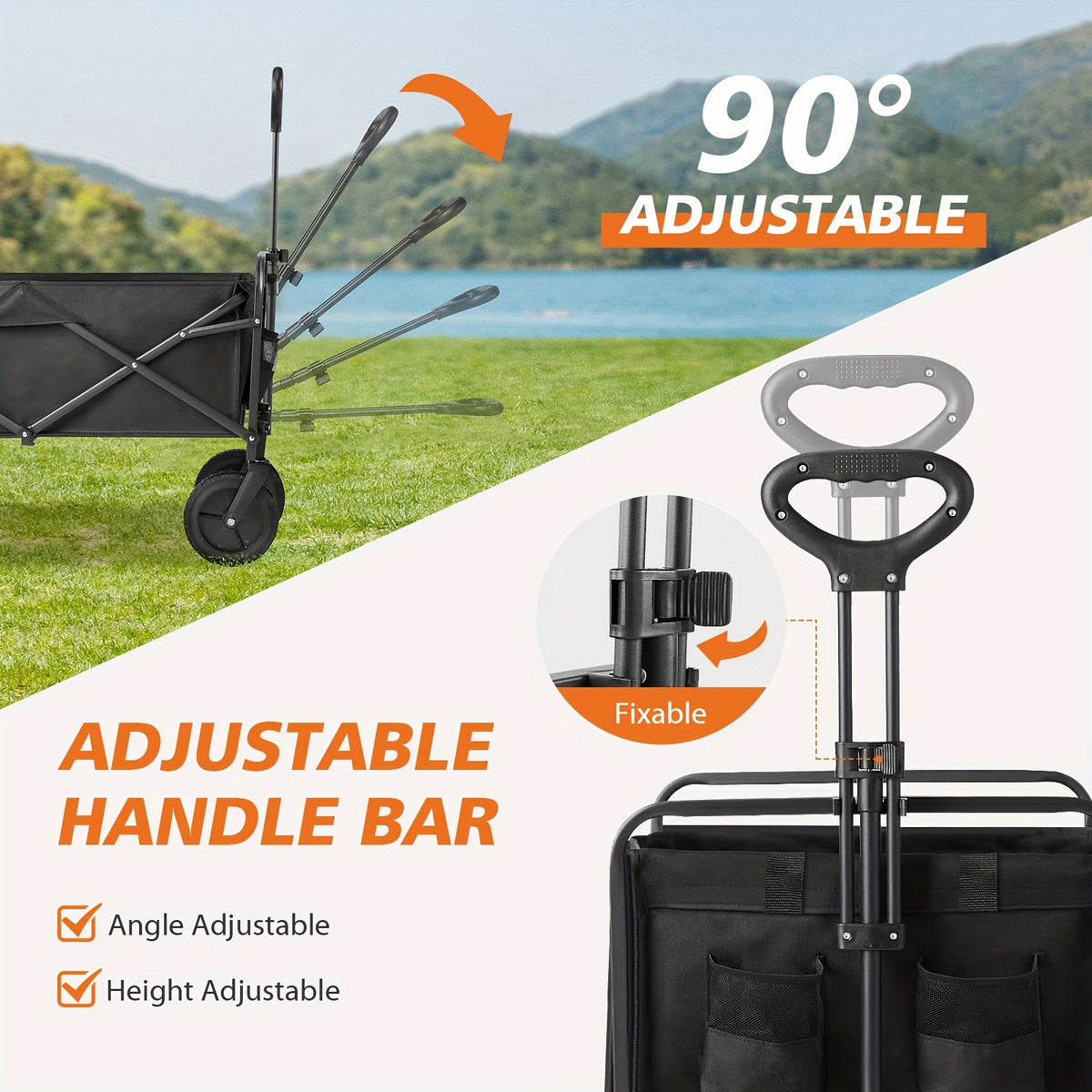 Collapsible Foldable Wagon Cart, Large Capacity with All-Terrain Wheels