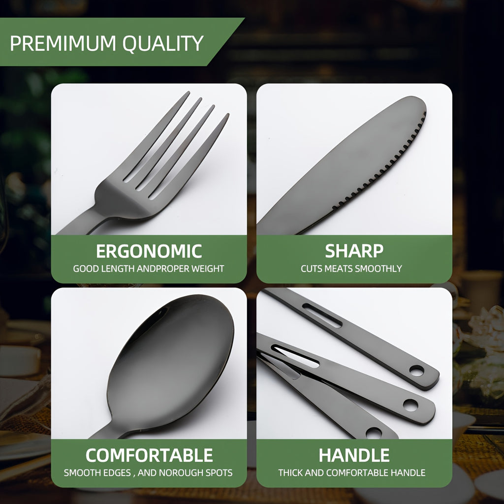 6pcs/set Stainless Steel Tableware Set - Knife, Fork & Spoon