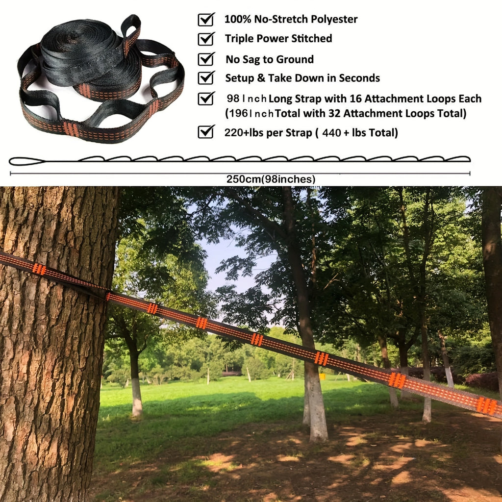 Solid Color Parachute Hammock With Strap And Black Carabiner