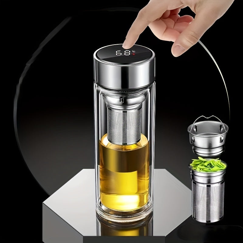 Set Of Double-layered Glass Tea Cups With Tea Filters