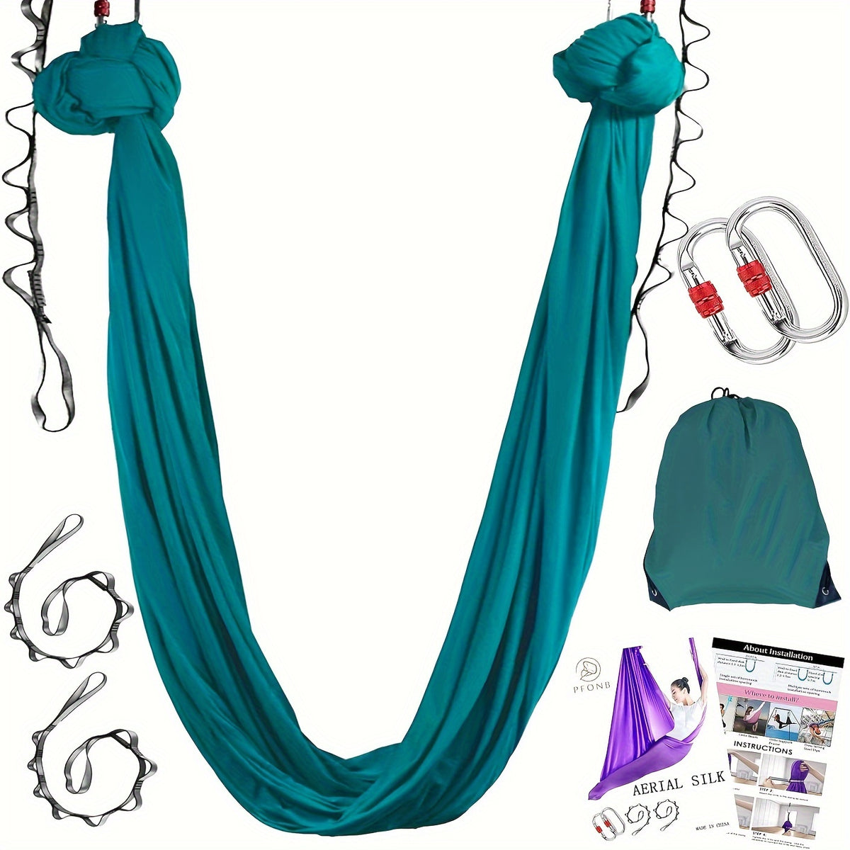 1set Elastic Fabric Yoga Hammock Swing Set | Aerial Silks, Cuddle Swing