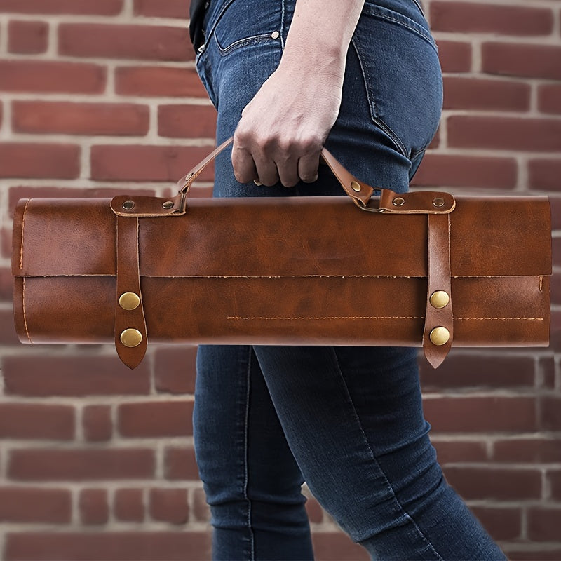 Genuine Leather Chef Knife Roll Up Bag