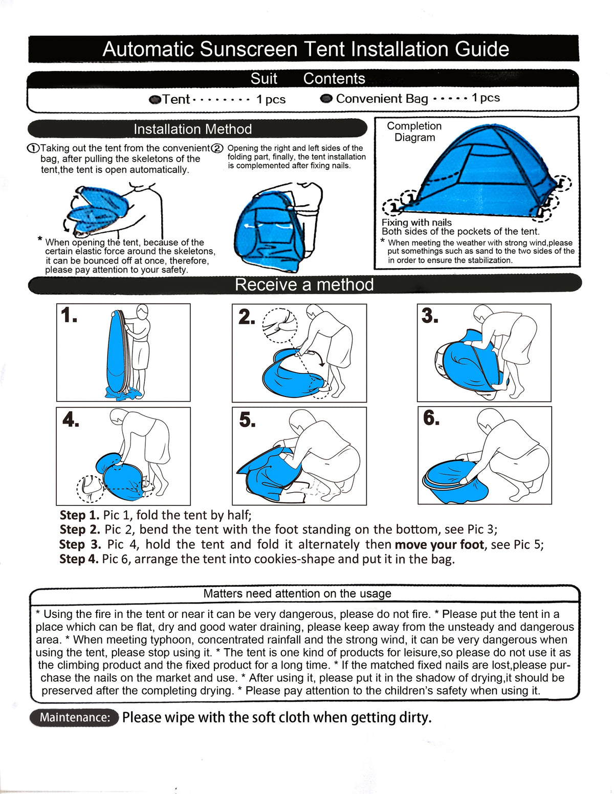 Pop Up Beach Tent Portable Sun Shade Shelter