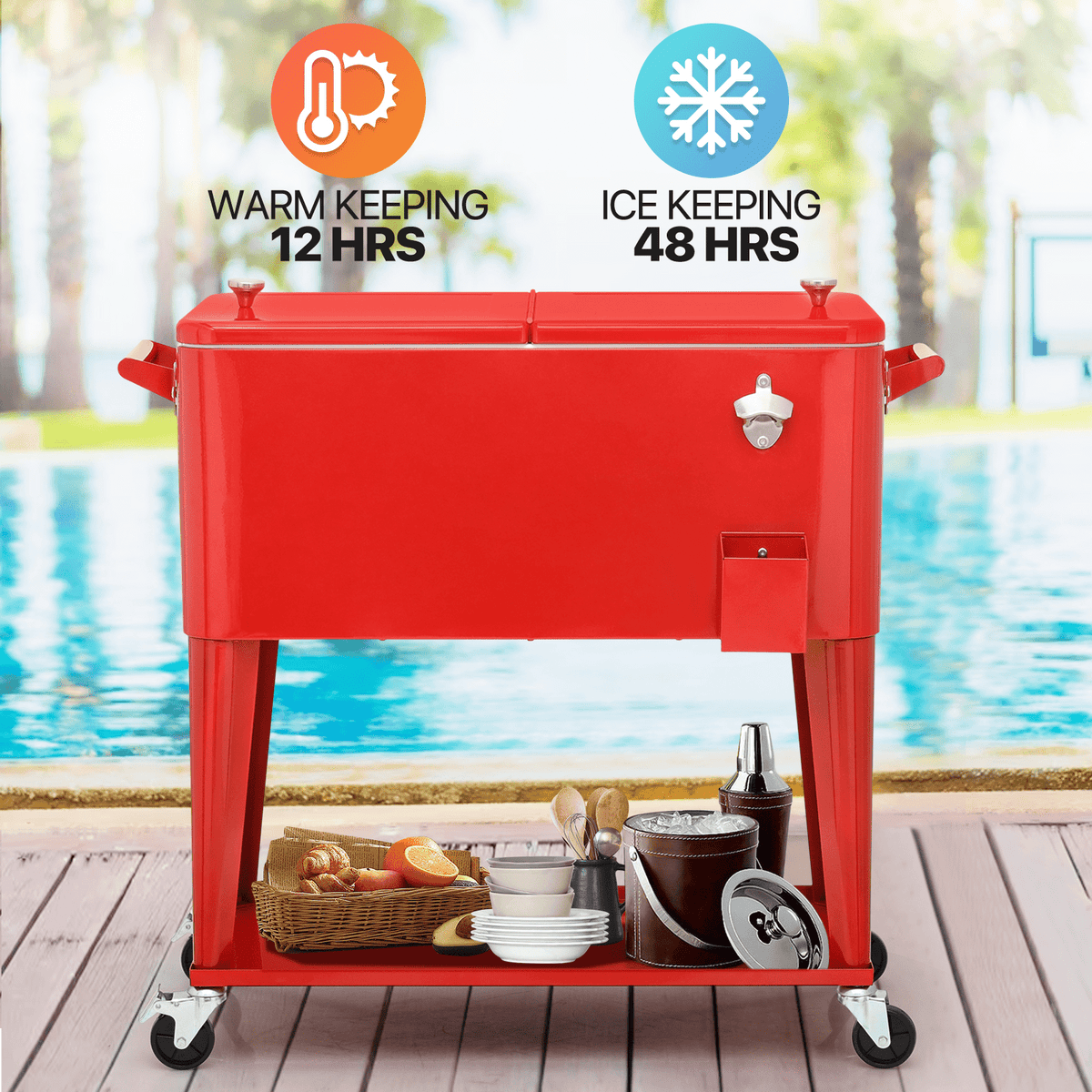 MADOG 80 Quart Rolling Ice Chest Cart