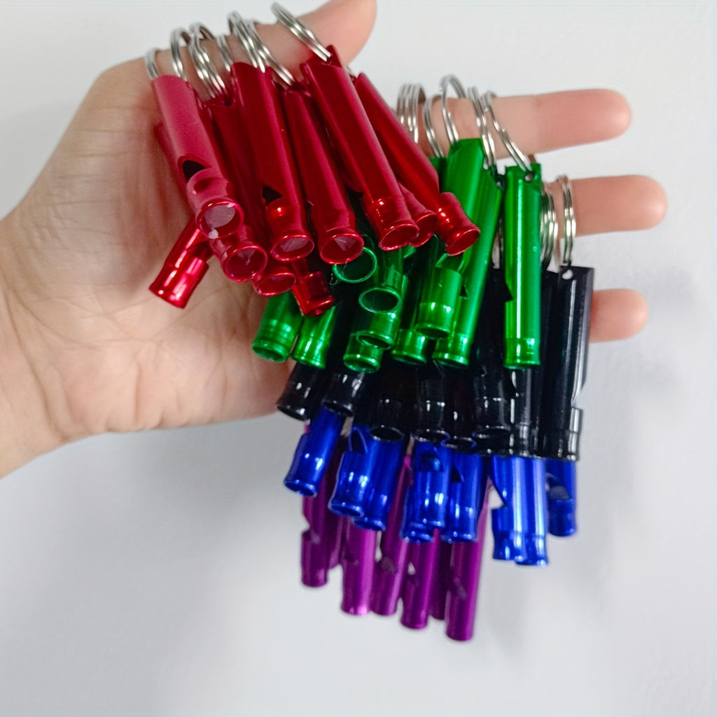 50-Pack Colorful Aluminum Alloy Emergency Whistles with Keychain