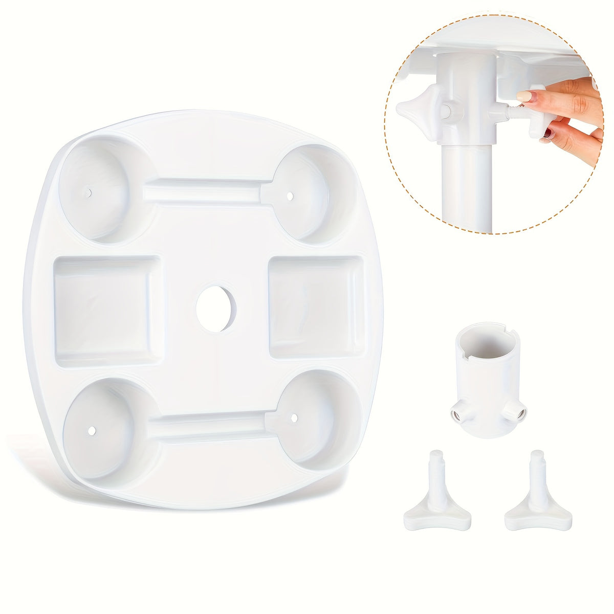Classic Style White Plastic Umbrella Tray Table