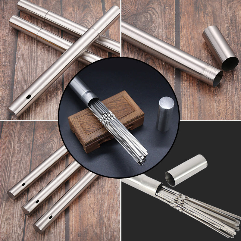 15pcs of Stainless Steel Skewers And 1 Storage Tube for Barbecuing