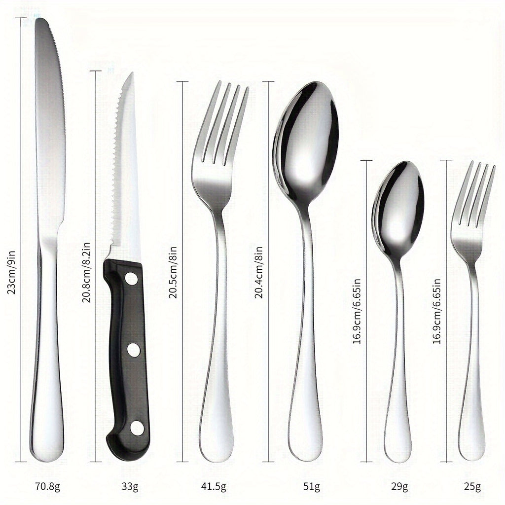 24pcs Silverware Set With Steak Knives