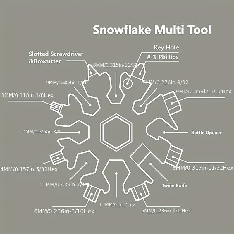 Durable Snowflake Multifunctional Tool Kit - 18 Essential Tools in One