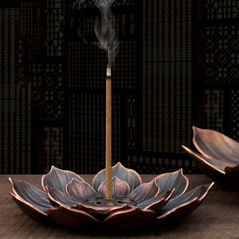 Alloy Incense Holder  Lotus Censer, Copper Golden Hollow Metal