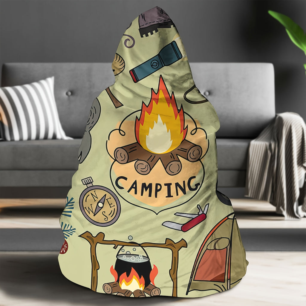 Camping Hooded Blanket Thick Nap Wearable