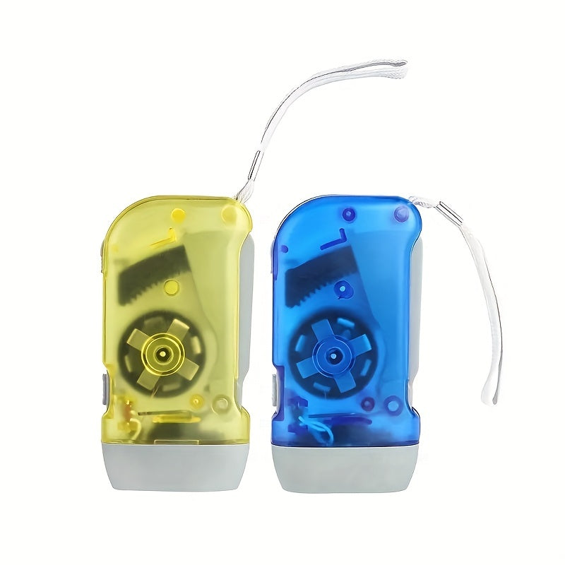 2pcs 3 LED Hand Crank Powered Flashlights, For Emergency