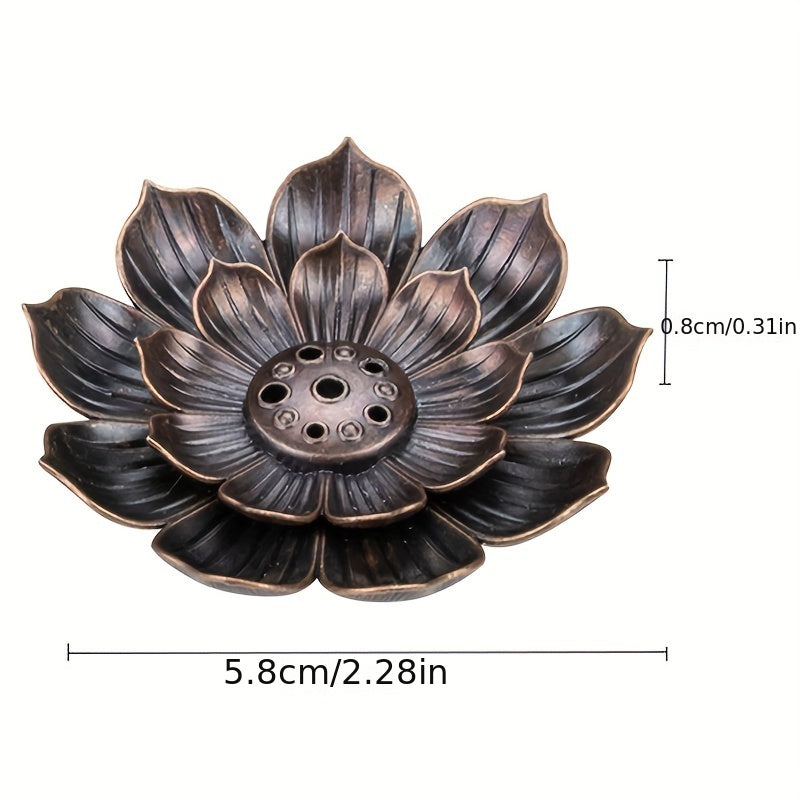 Alloy Incense Holder  Lotus Censer, Copper Golden Hollow Metal