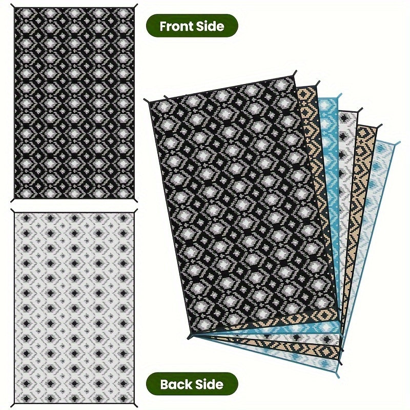 Outdoor Rug, Plastic Straw Reversible Mats Waterproof, Portable