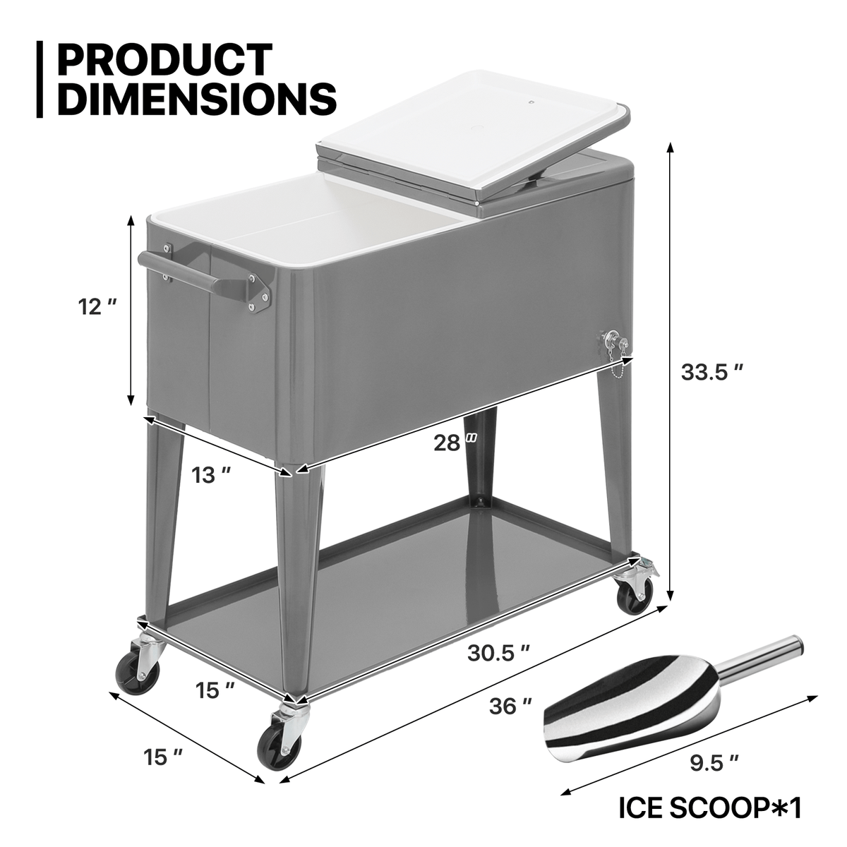 MADOG 80 Quart Rolling Ice Chest Cart