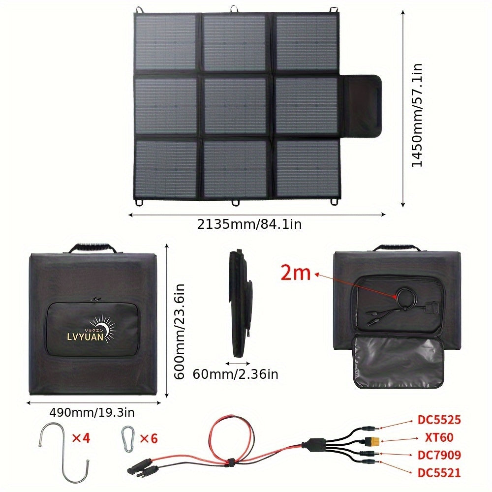 200W Portable Solar Panel with Adjustable Kickstands & Foldable Design