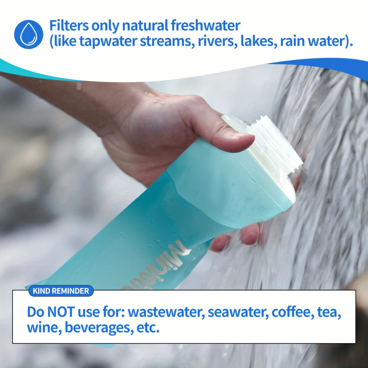 Collapsible Water Bottle with Filter Replaceable 27 oz