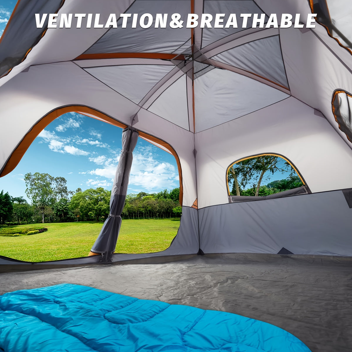 Camping Tent 8 Person, Waterproof Windproof Family Tent with Rainfly