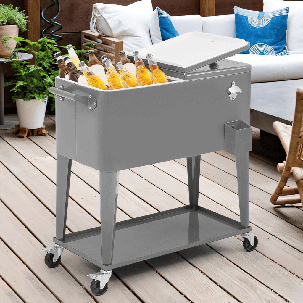 MADOG 80 Quart Rolling Ice Chest Cart