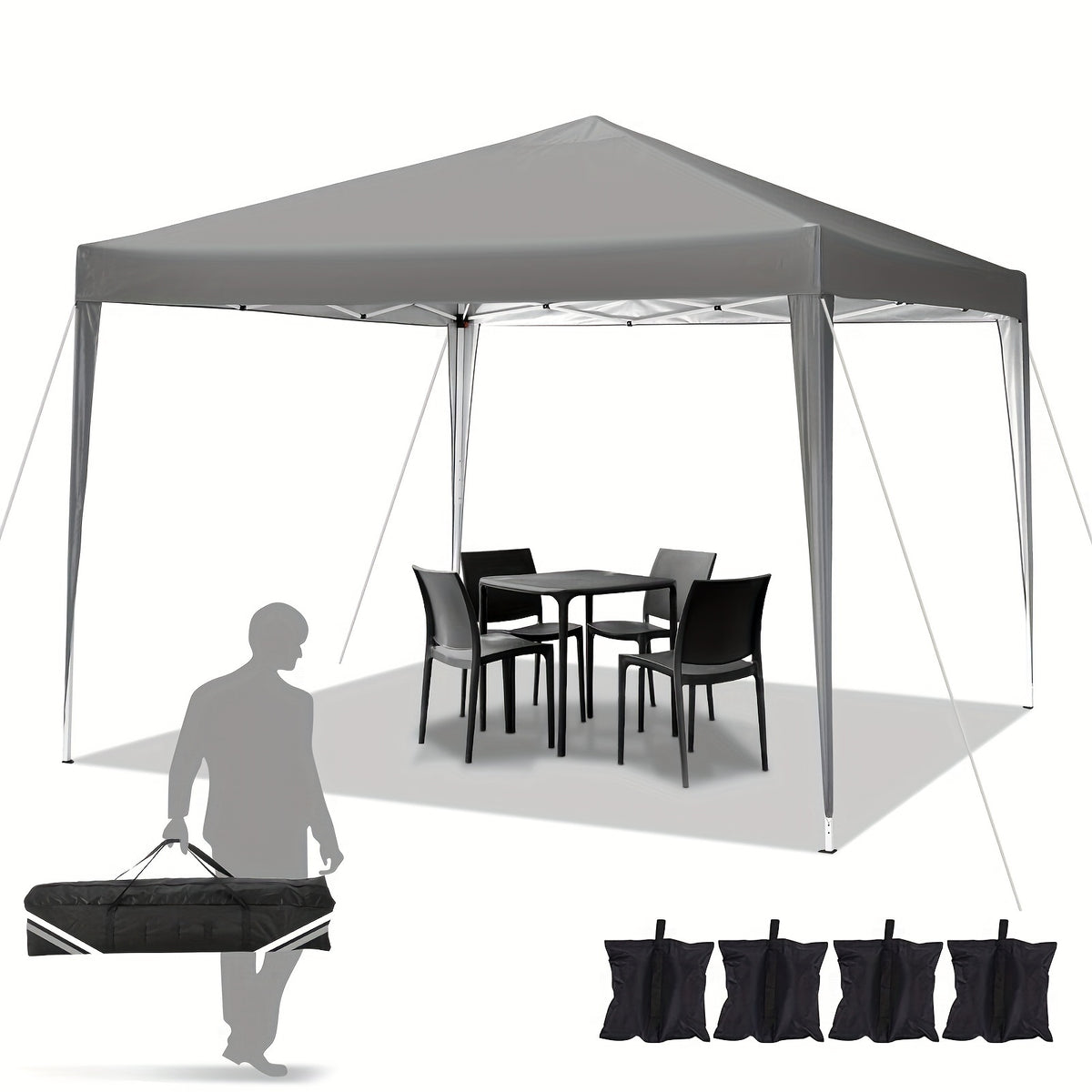 10x10 Ez Pop Up Canopy Tent, UPF 50+ Waterproof