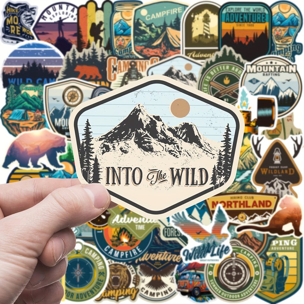 50pcs Outdoor Hiking Adventure Camping Stickers Pack