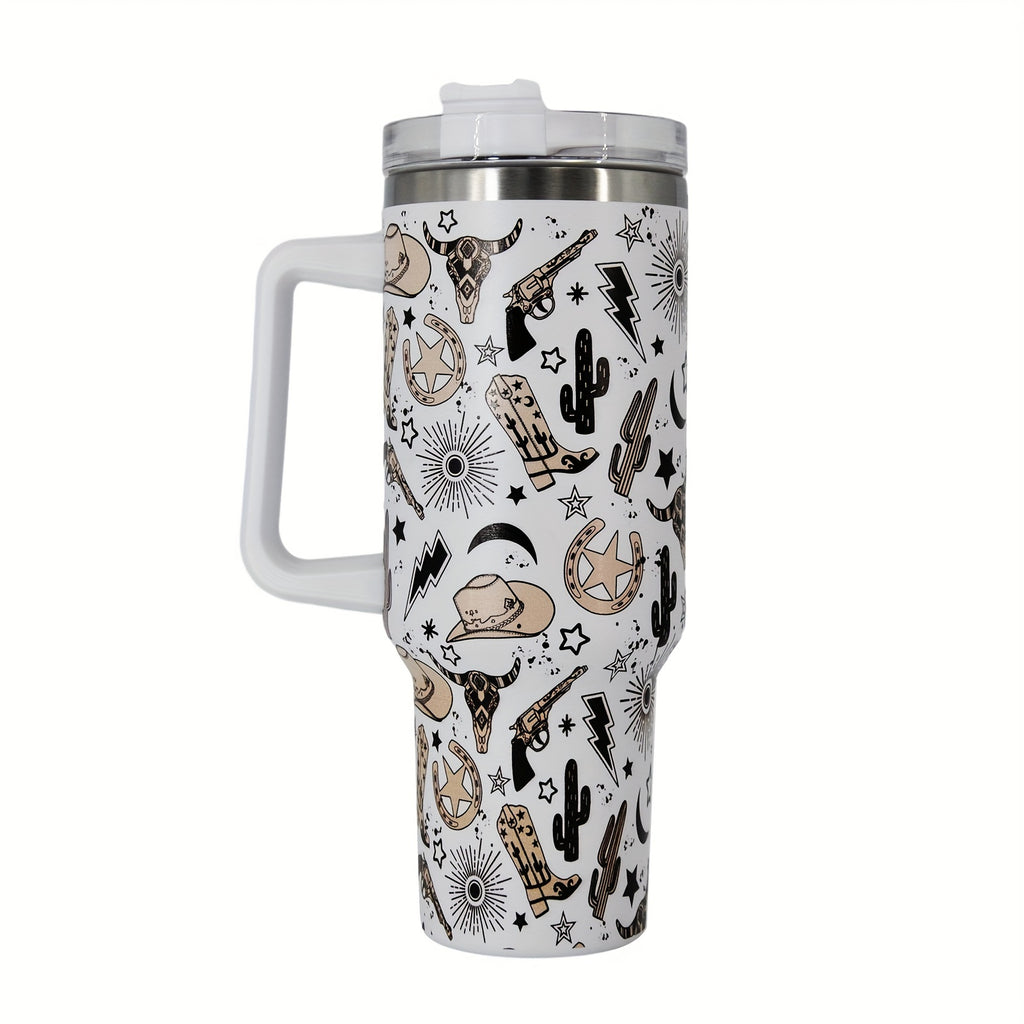 40oz Creative Straw Tumbler  Stainless Steel Handle