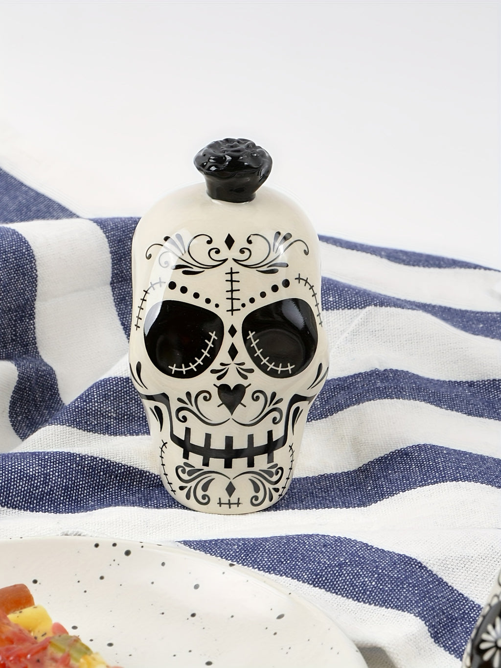 Ceramic Sugar Skull Salt and Pepper Shakers Set, 2PCS