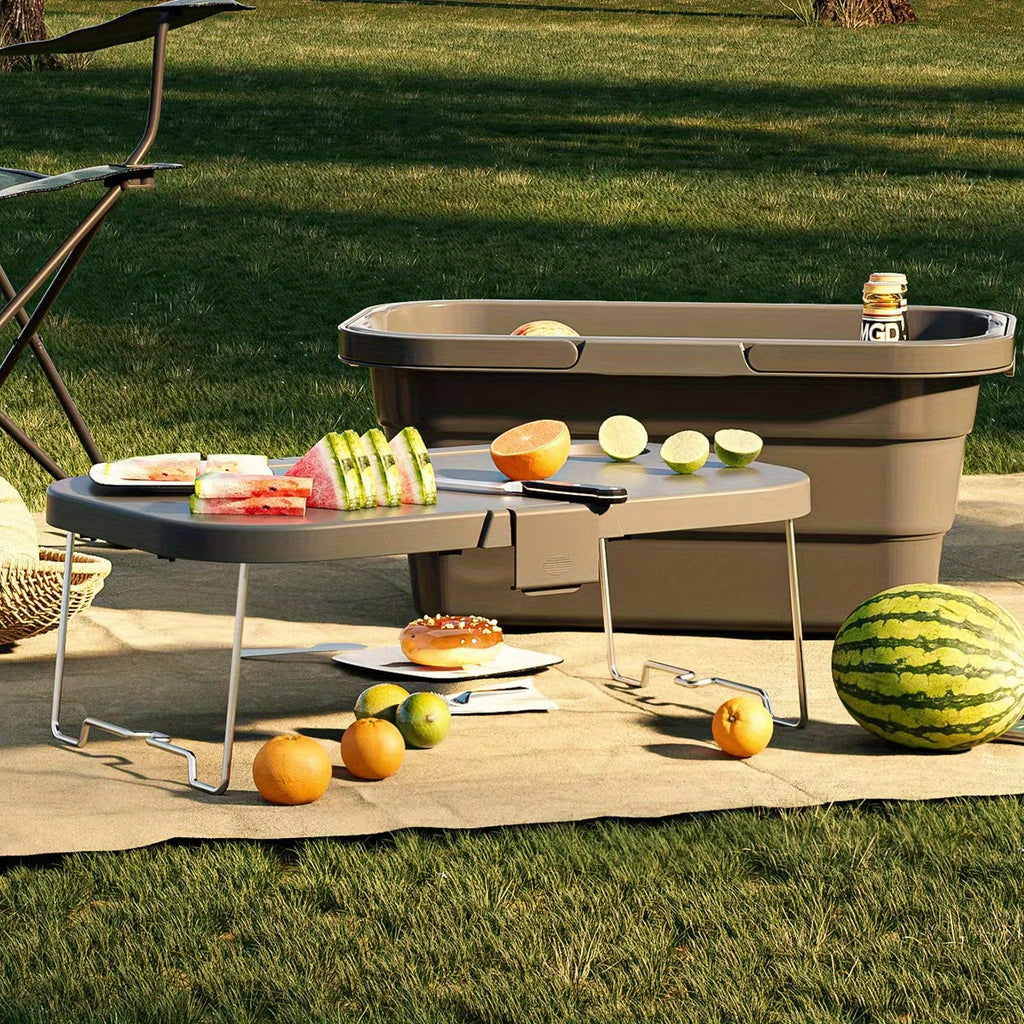 1pc, Heavy Duty Foldable Picnic Basket with Lid