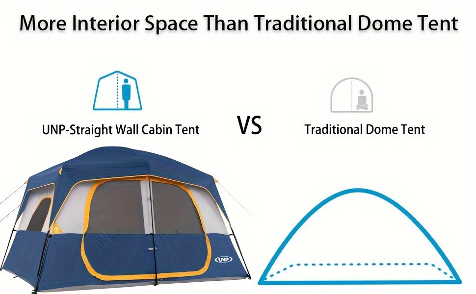 Camping Tent 8 Person, Waterproof Windproof Family Tent with Rainfly