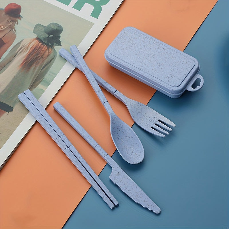 4pcs Outdoor Camping And Travel Cutlery Set With Storage Box