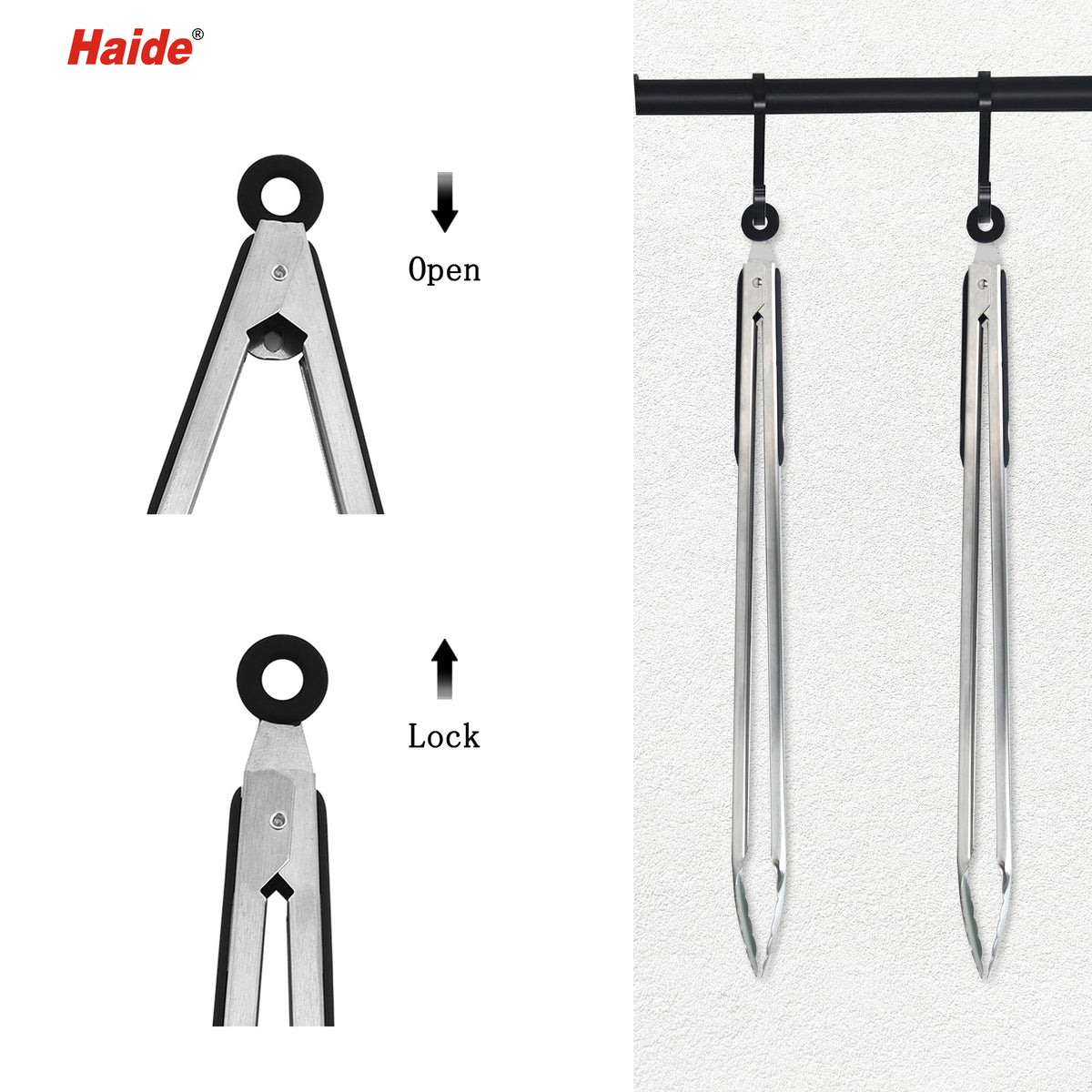 18inch Food Tongs Stainless Steel Silicone Heat Resistant