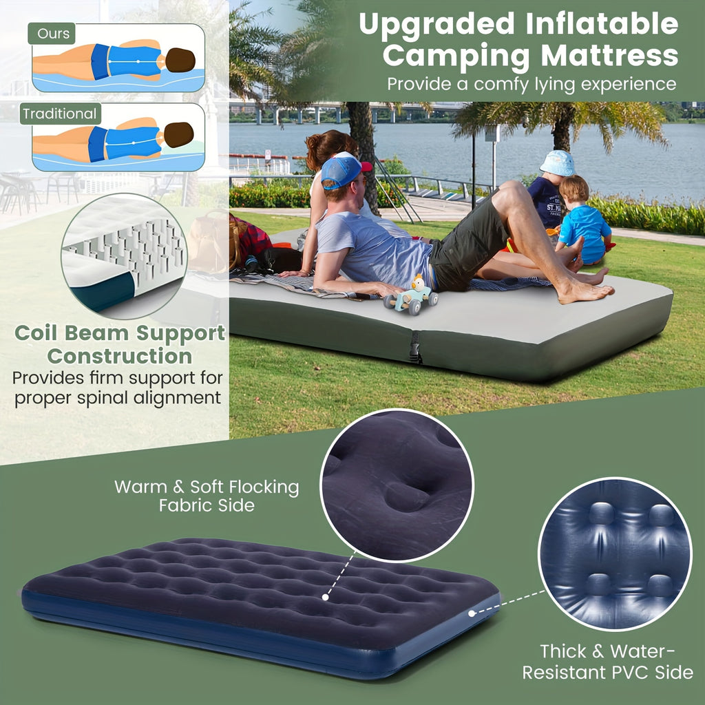 2-Person Compact Portable Pop-Up Tent/Camping Cot W/ Air Mattress & Sleeping Bag
