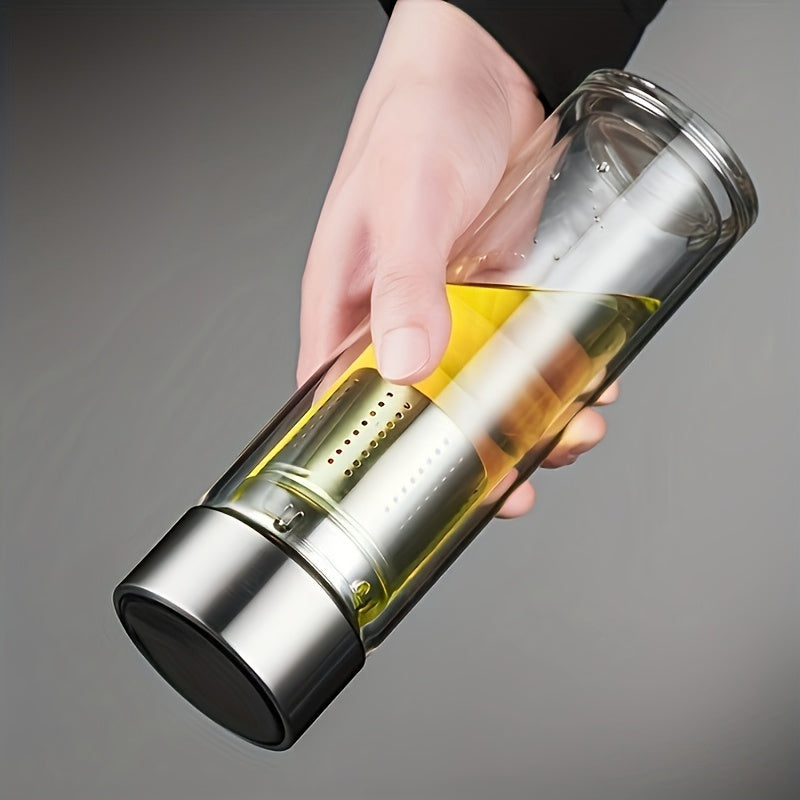 Set Of Double-layered Glass Tea Cups With Tea Filters