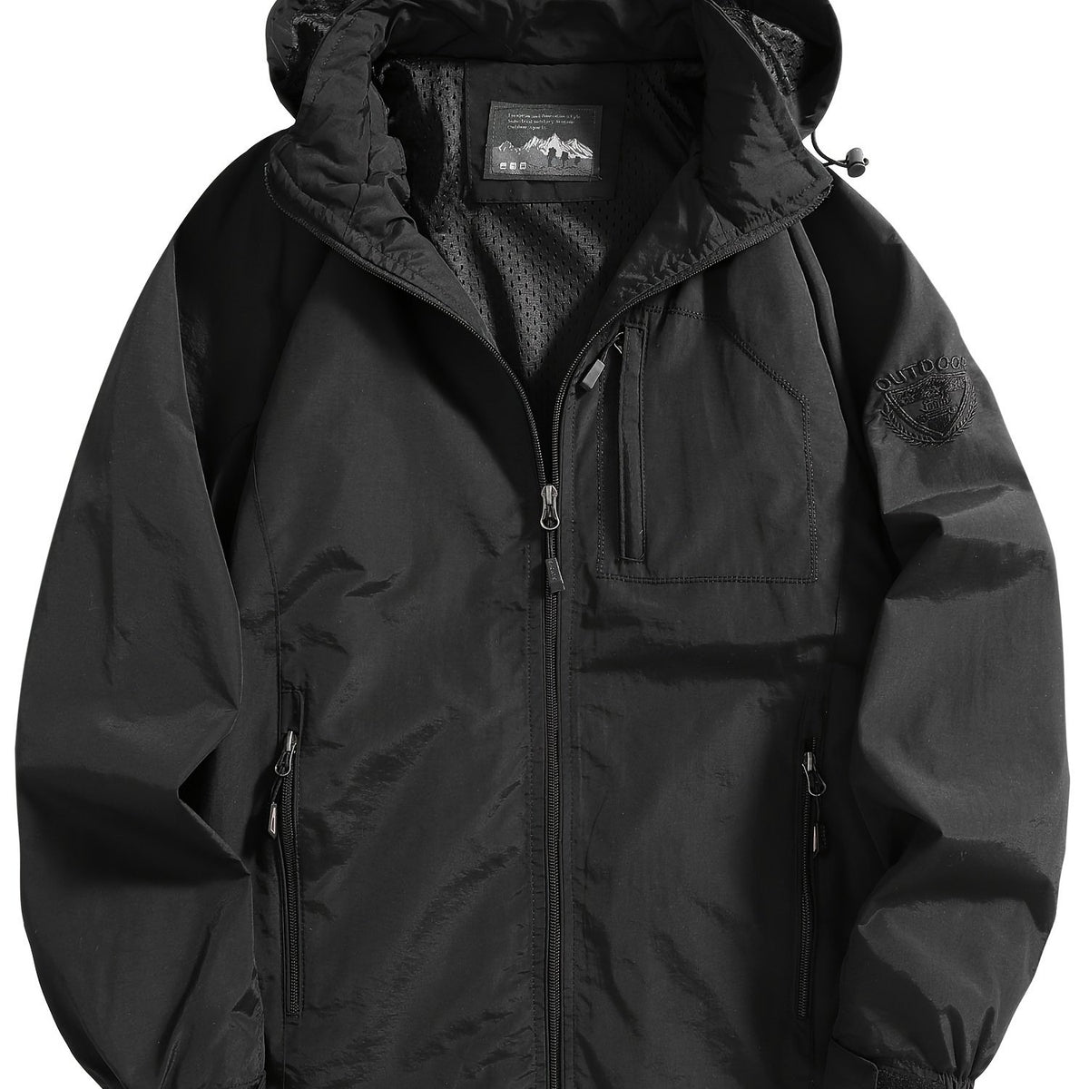 Men's Casual Zipper Pockets Detachable Hooded Windbreaker Jacket, Waterproof